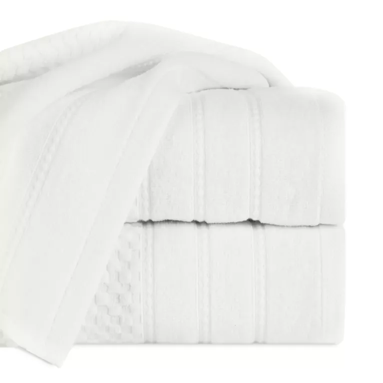 Ręcznik do rąk 30x50 cm bawełniany kolor kremowy z ozdobną bordiurą w paseczki 500 g/m2 ADORE