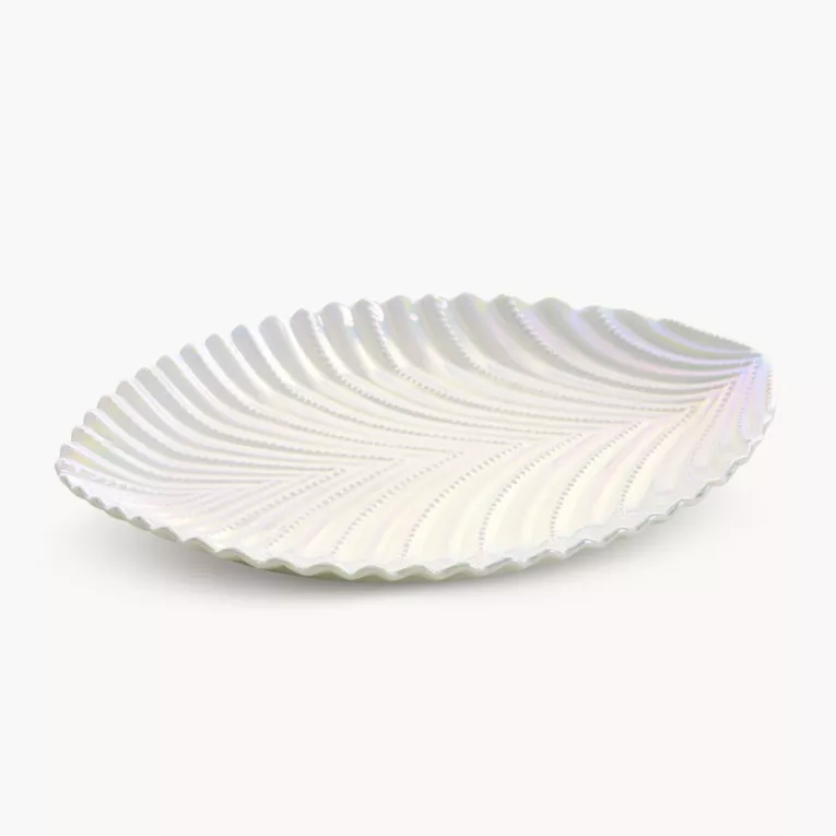 Patera dekoracyjna z wytłaczanym wzorem w perłowym odcieniu NELA