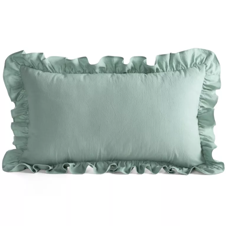 Poszewka na poduszkę 30x50 cm bawełniana z ozdobną falbanką szałwiowa