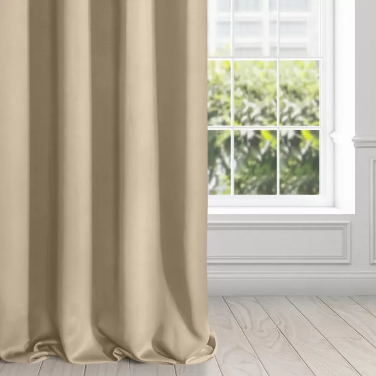 Zasłona beżowa z gładkiej tkaniny zaciemniającej typu - BLACKOUT 135x250 cm przelotka - PARISA - Design 91