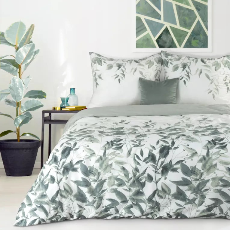 EUROFIRANY CLASSIC SATIN Komplet pościeli SPRING 02 z wysokiej jakości satyny bawełnianej z nadrukiem  gałązek