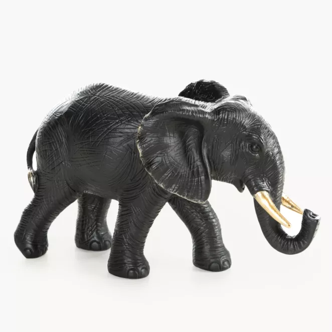 Figurka czarna Słoń 30x11x18 cm OLI