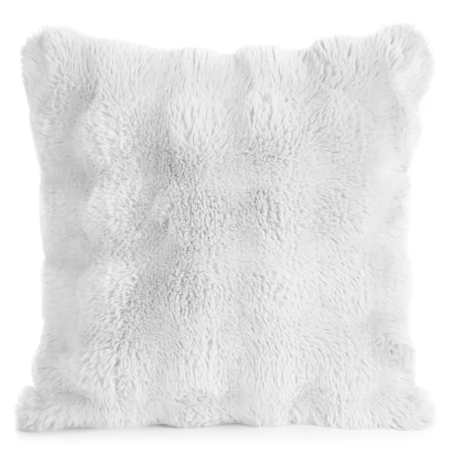 Poszewka na poduszkę 45x45 cm z futerka kolor biały zdobiona efektem 3D LILY