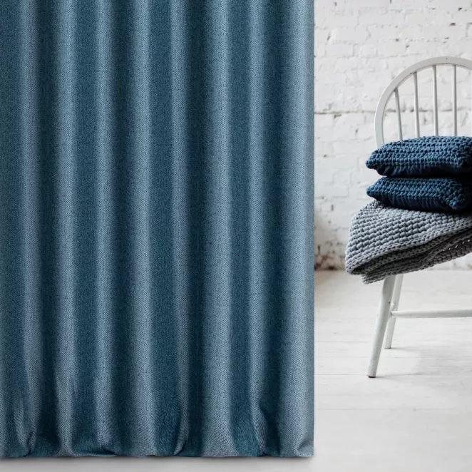 Zasłona szyta na taśmie 5 cm turkusowa z miękkiej tkaniny z efektem melanżu