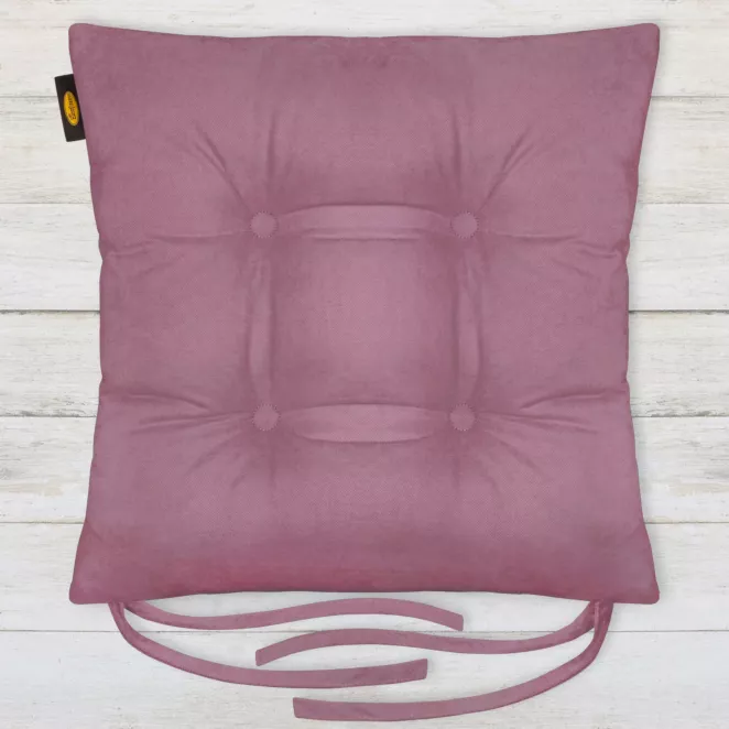 Poduszka na krzesło dwustronna 40 x 40 x 8 cm welurowa ciemnoróżowa ADORE