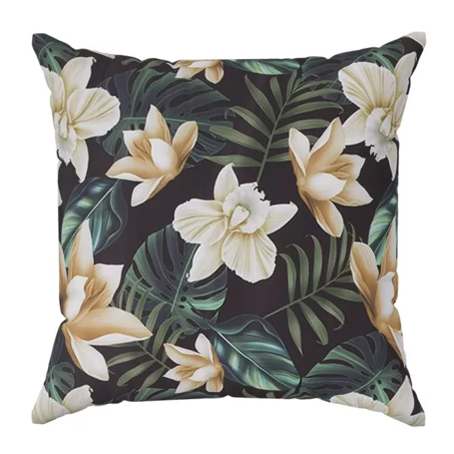 Poszewka szyta wielokolorowa z miękkiej tkaniny typu blackout drukowanej w kwiatowy wzór