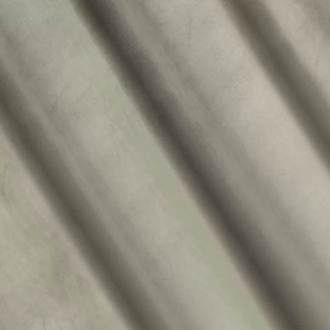 P206/9 Zasłona szyta na taśmie 5 cm ENYA szarobeżowa z miękkiej półmatowej tkaniny welwetowej