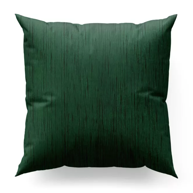 Poszewka szyta zielona z tkaniny welwetowej w pionowe prążki, wykończona obciążnikiem