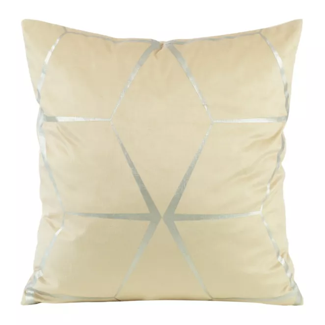 Poszewka na poduszkę 45x45 cm welwetowa beżowa z nadrukiem geometrycznym BLINK 28