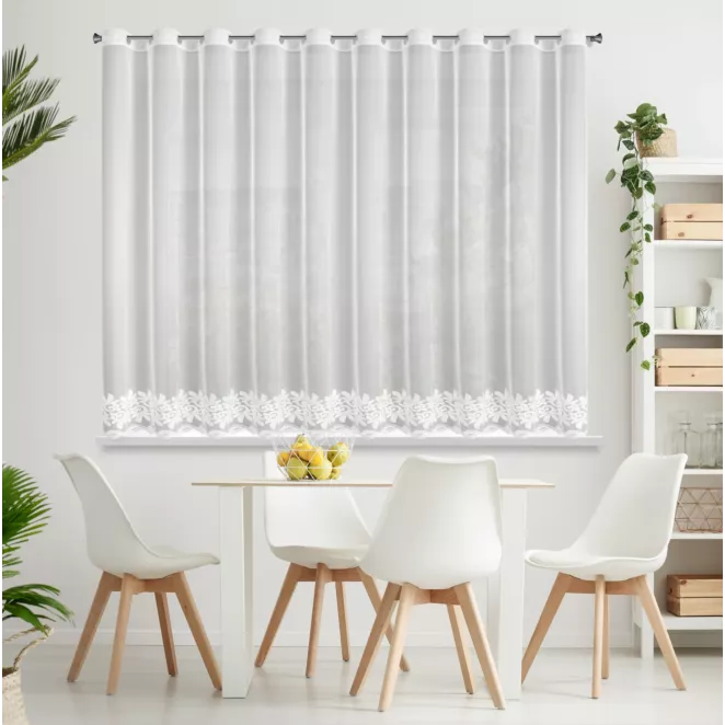 Dekoracja okienna biała z haftem z siateczki 350x150 cm przelotka TALIA