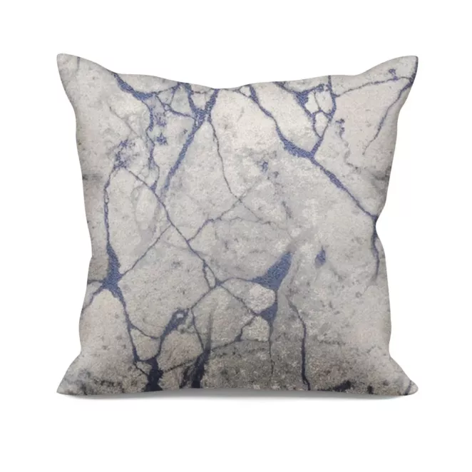 Poszewka szyta granatowa z gładkiej tkaniny żakardowej z efektem marmuru