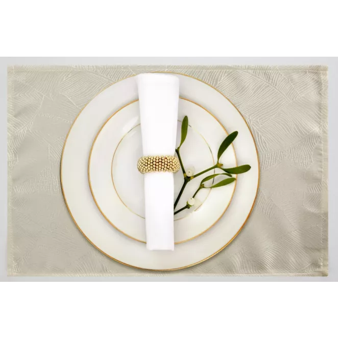 Serwetka kremowo, biała 30x40 cm ISLA z żakardowym wzorem liści bananowca