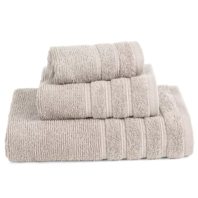 Ręcznik kąpielowy 50x90 cm bawełniany kolor beżowy w błyszczące paseczki AMIRA