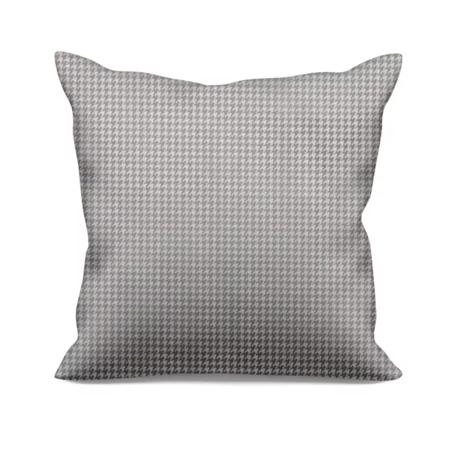 Poszewka szyta srebrna tkanina welwetowa z błyszczącym, metalicznym nadrukiem drobnej pepitki