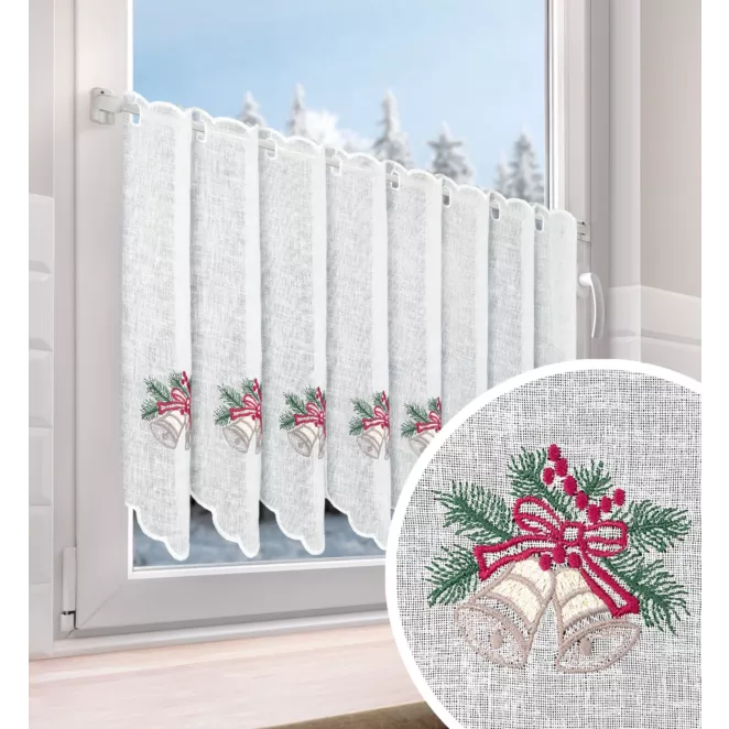 Tkanina firanowa zazdrostka etamina z świątecznym haftem