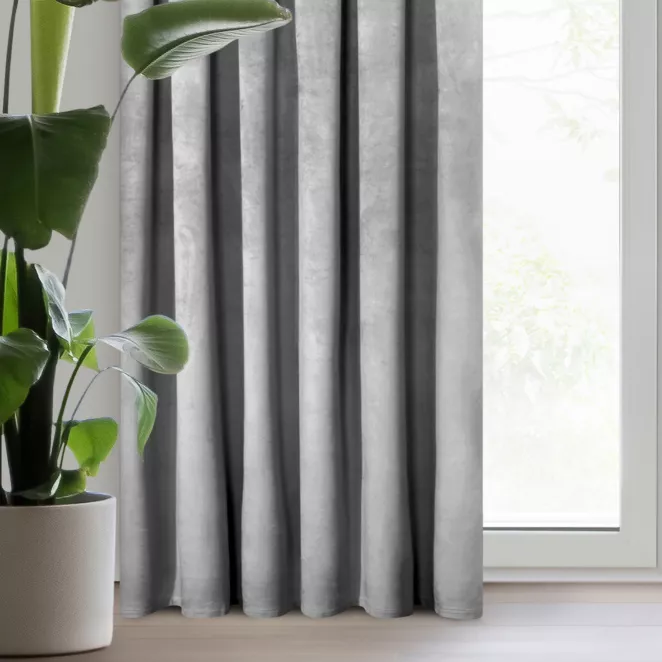 Zasłona welwetowa szara gładka 140x300 cm taśma - PIERRE