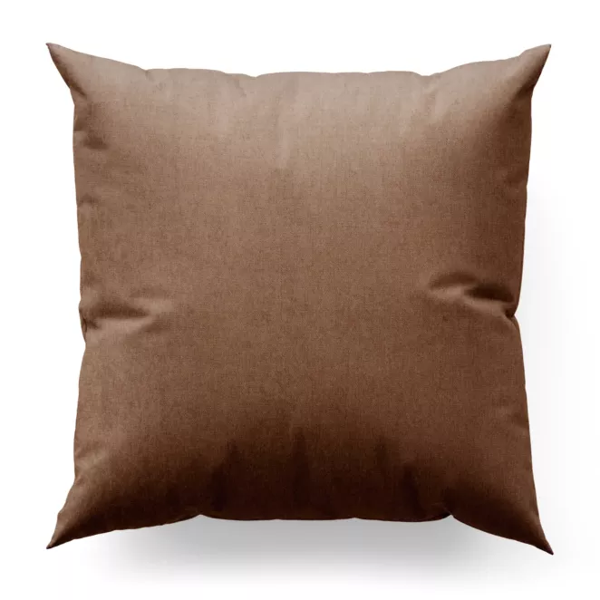 Poszewka szyta jasnobrązowa z miękkiej w dotyku tkaniny szenilowej