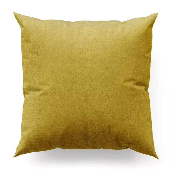 Poszewka szyta musztardowa z miękkiej w dotyku tkaniny szenilowej