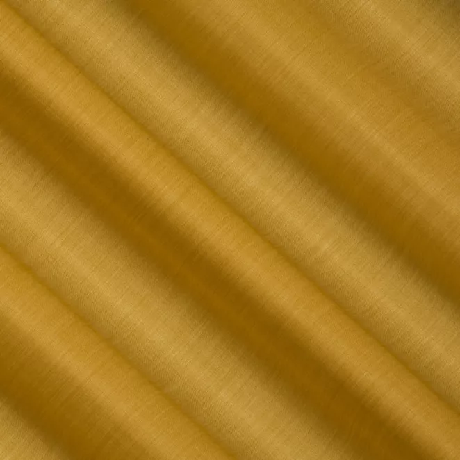 L156/12 Zasłona szyta na taśmie 5 cm musztardowa z miękkiej tkaniny o naturalnym splocie w stylu ekologicznym