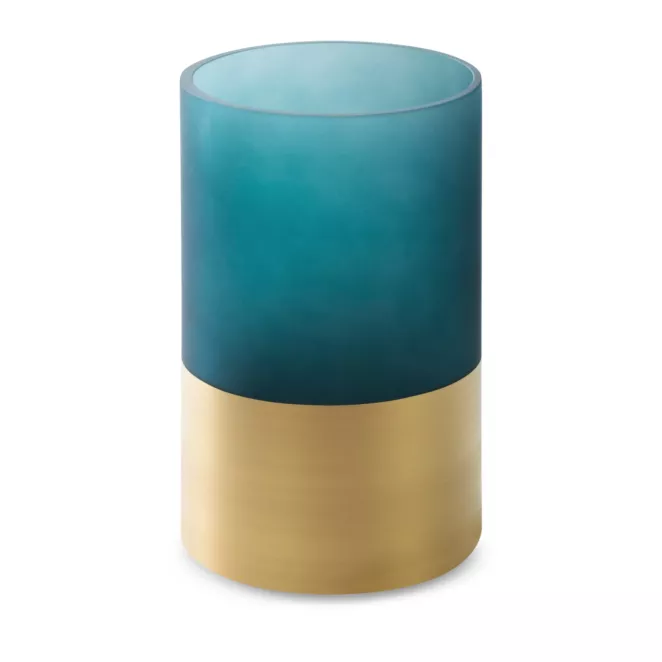 LIMITED COLLECTION Świecznik MUSA granatowo-złoty ze szkła artystycznego ENERGIA GRANATU