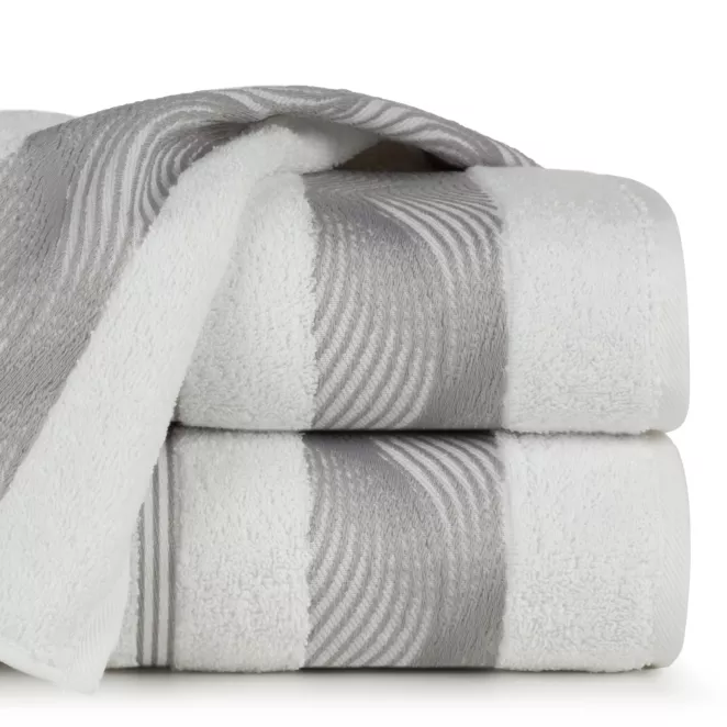 Ręcznik kąpielowy 50x90 cm bawełniany kolor biały z żakardową bordiurą 500 g/m2 SYLWIA 2