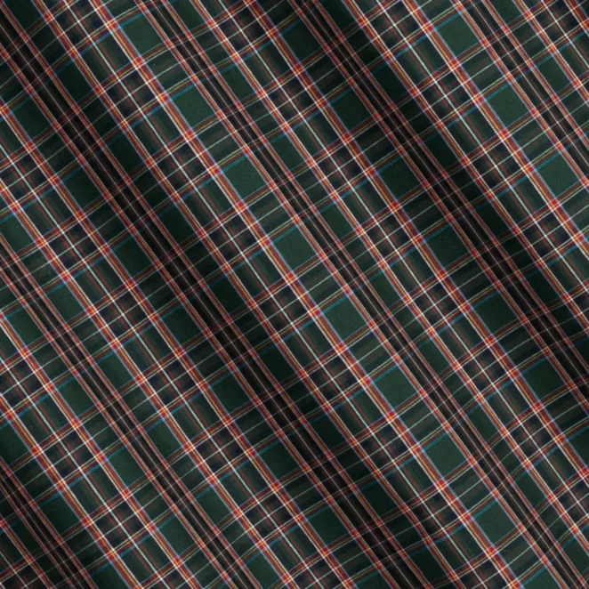 H243/8 Zasłona szyta na taśmie 5 cm zielono granatowa z delikatnej tkaniny w kratkę