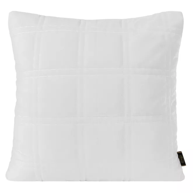 Poszewka na poduszkę 45x45 cm welwetowa kolor biały przeszywana w geometryczny wzór KRISTIN1 Eurofirany Premium