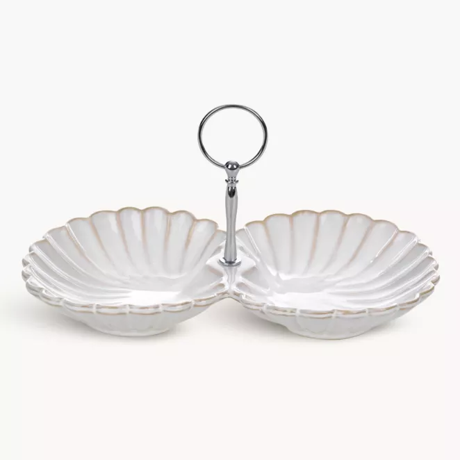 Miska ceramiczna dekoracyjna kremowo-beżowa  zdobiona przecieranym wzorem 29x16x4 cm AVRIL