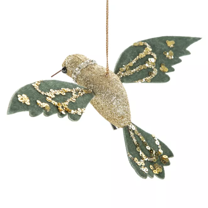 Ozdoba świąteczna choinkowa PTAK z błyszczącymi akcentami
