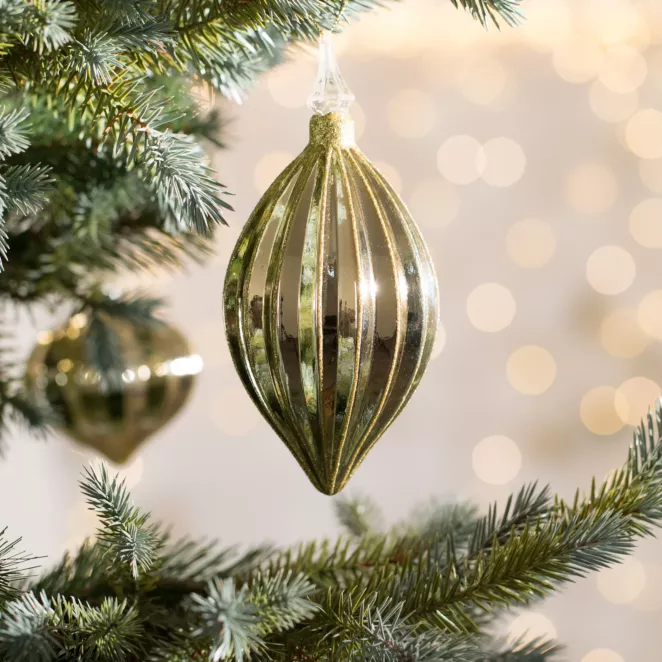 Sopel- bombka szklana ręcznie zdobiona z wytłaczanym wzorem