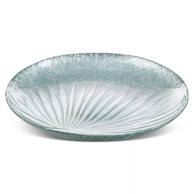 Patera dekoracyjna BENA ze szkła artystycznego z motywem palmowego liścia