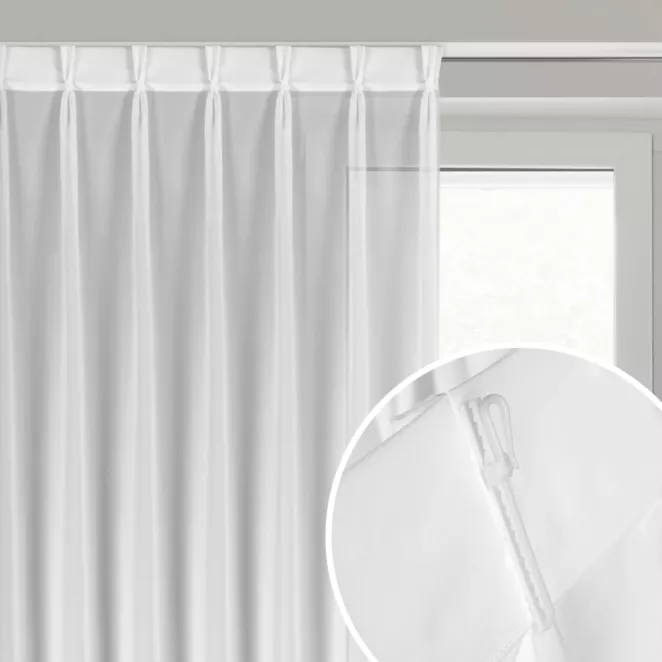 Firana biała z szyfonu 80x270 cm (wymiar podany na gotowo) z systemem flex  - RUBY