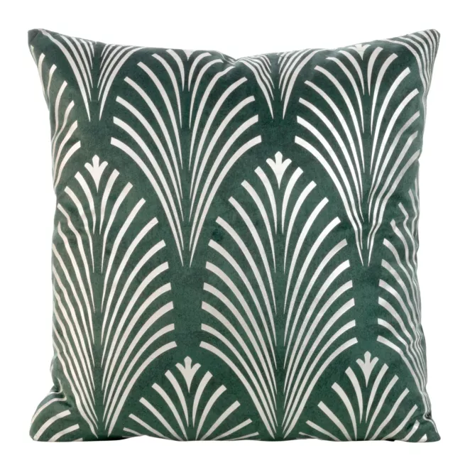 Poszewka na poduszkę 45x45 cm welwetowa ciemnomiętowa z srebrnym nadrukiem BLINK 27