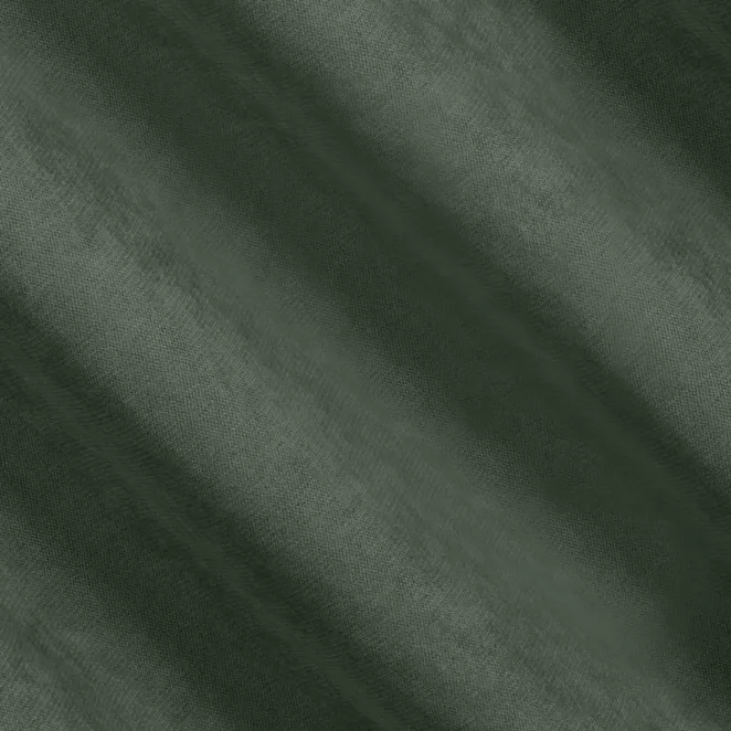 L129/10 Zasłona szyta na taśmie 5 cm ciemnooliwkowa z miękkiej tkaniny o welurowej strukturze