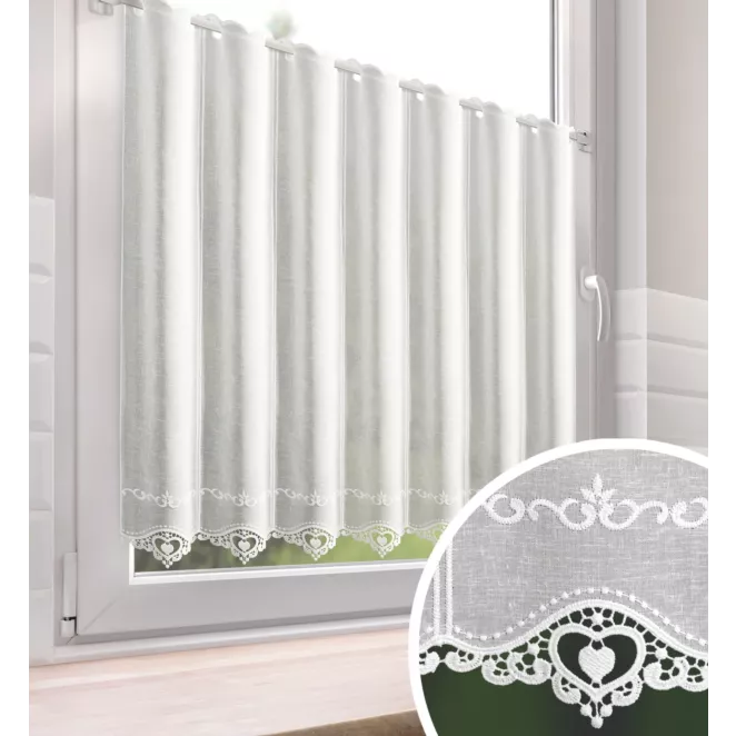 Tkanina firanowa zazdrostka z etaminy zdobiona gipiurą