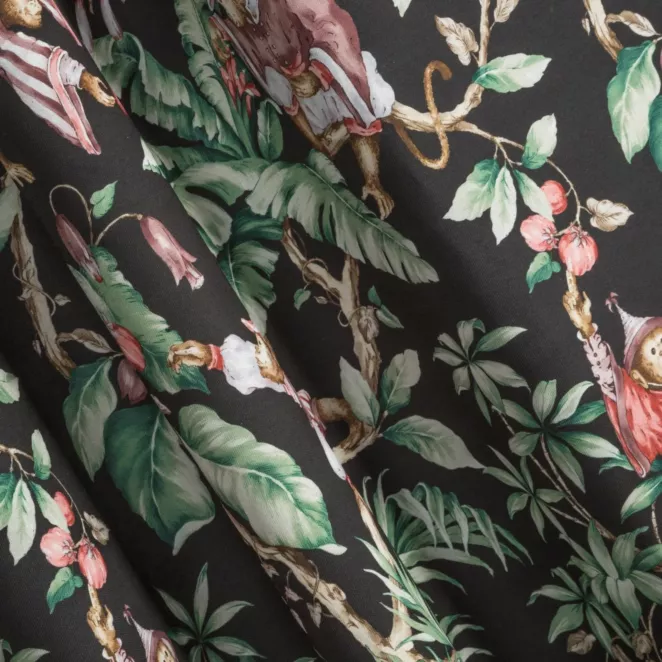 L78/4 Zasłona szyta na taśmie 5 cm GUARANA wielokolorowa z tkaniny o płóciennym splocie z egzotycznym nadrukiem