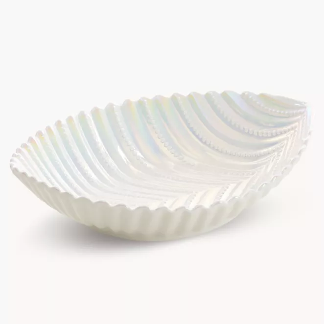 Patera dekoracyjna w kształcie łódeczki zdobiona perłowym odcieniem NELA