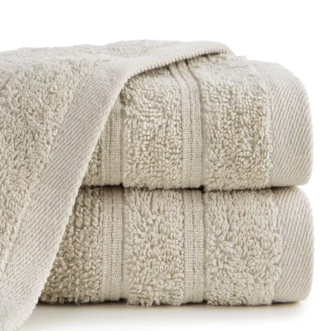 Ręcznik do rąk 30x50 cm bawełniany kolor beżowy w błyszczące paseczki AMIRA