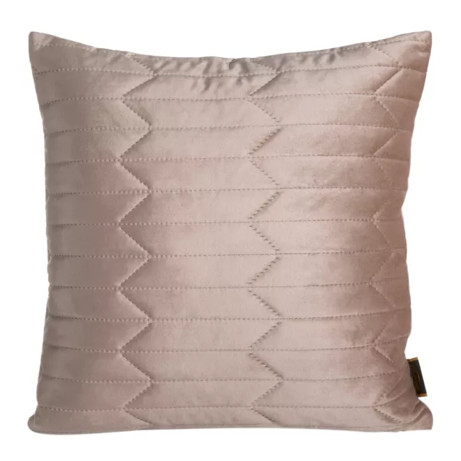 Poszewka na poduszkę 45x45 cm welwetowa, brązowa pikowana metodą hot press w geometryczny wzór SOFIA Eurofirany Premium