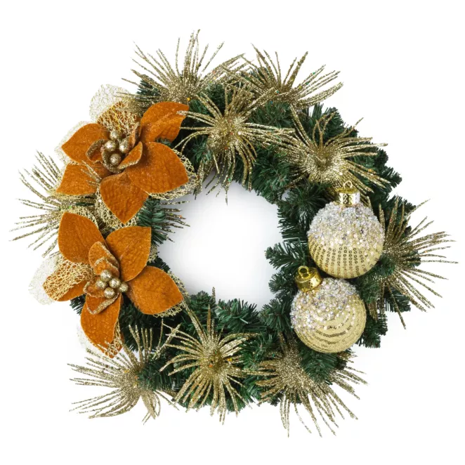 Wianek świąteczny ręcznie dekorowany ZŁOTA GWIAZDA ŚWIĄT