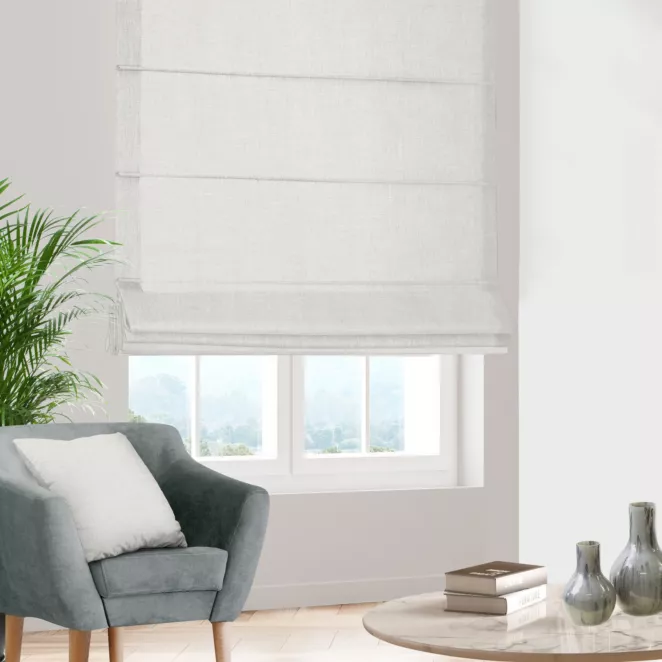 Roleta rzymska naturalna z tkaniny o naturalnym splocie z dodatkiem lnu