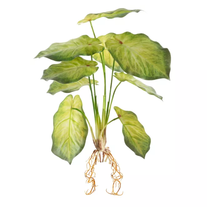 KWIAT DONICZKOWY o biało-zielonych liściach, kwiat sztuczny dekoracyjny