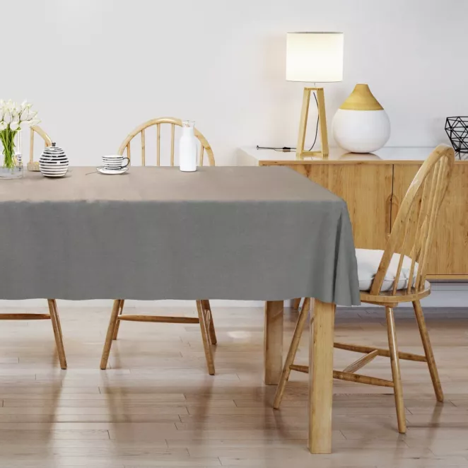 Obrus szyty ADESSA szary z miękkiej tkaniny o welurowej strukturze