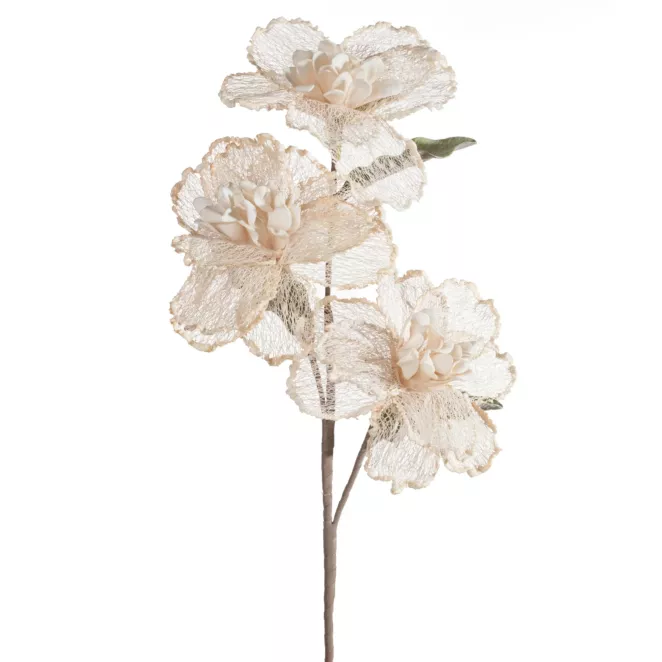 Kwiat sztuczny jasnobeżowy z siateczki 90 cm