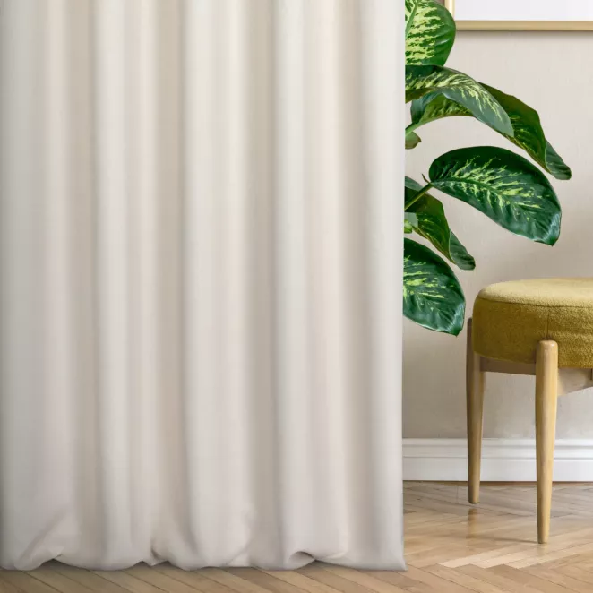 Zasłona szyta na taśmie 5 cm naturalna z tkaniny zaciemniającej typu dimout o naturalnym splocie, z efektem melanżu