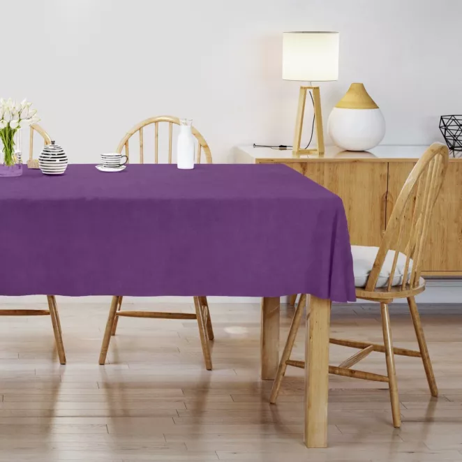 Obrus na wymiar DORA - HIT fioletowy z miękkiej tkaniny o welurowej strukturze