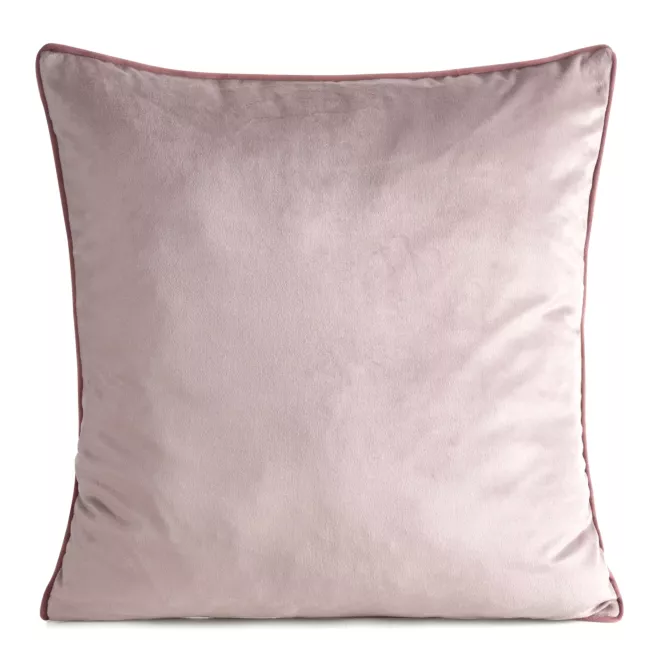 Poszewka na poduszkę 45x45 cm welwetowa kolor pudrowy o delikatnym połysku z ozdobną lamówką GAJA 2