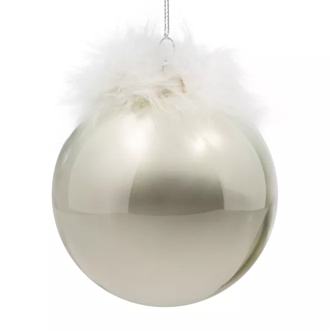 Szklana bombka choinkowa z piórami