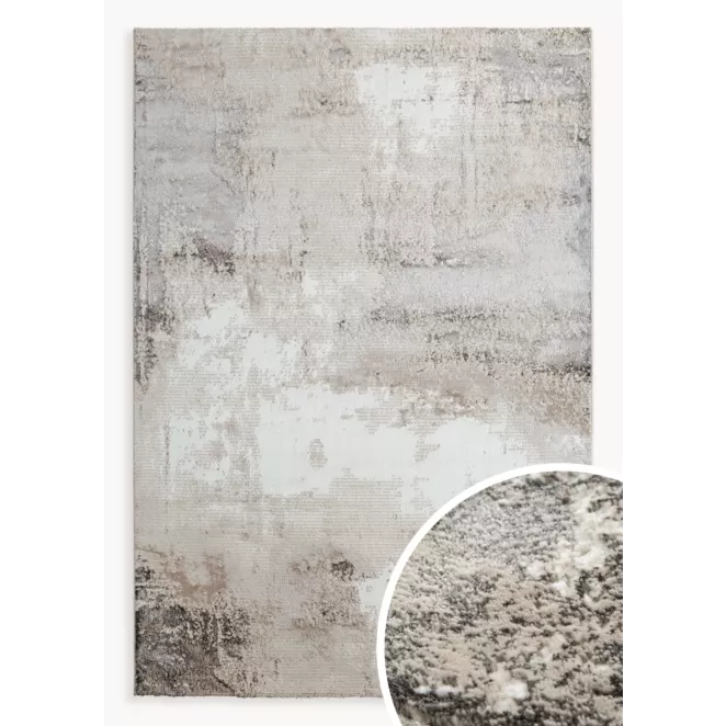 Dywan 60x100 cm jasnoszary, biały zdobiony abstrakcyjnym wzorem ASIA 4