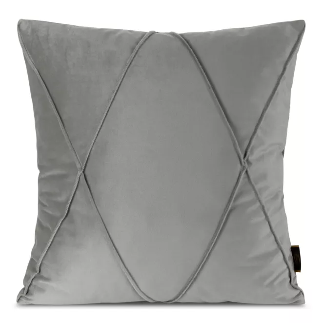 Poszewka na poduszkę 45x45 cm welwetowa srebrna z geometrycznym przeszywanym wzorem NALA 1 Eurofirany Premium